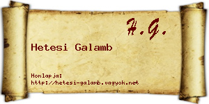 Hetesi Galamb névjegykártya